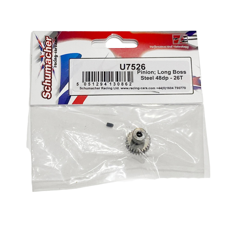Pignon moteur lobg acier, 48DP, 26T, avec vis de serrage - SCHUMACHER  U7526