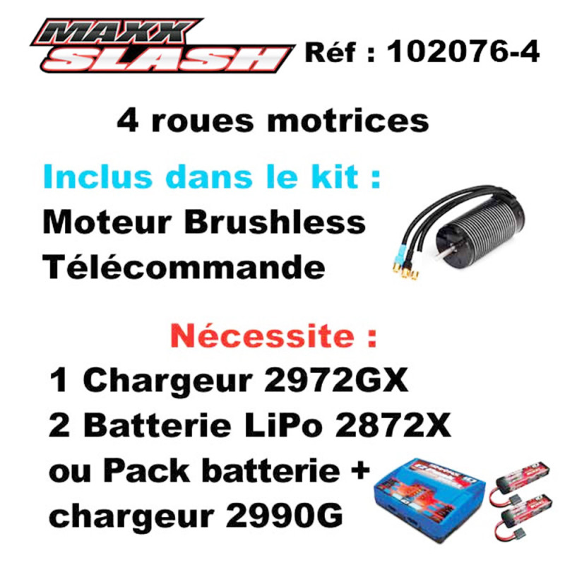 Maxx Slash, 6S, 4WD, moteur Brushless, TQi TSM - TRAXXAS 102076-4RNR