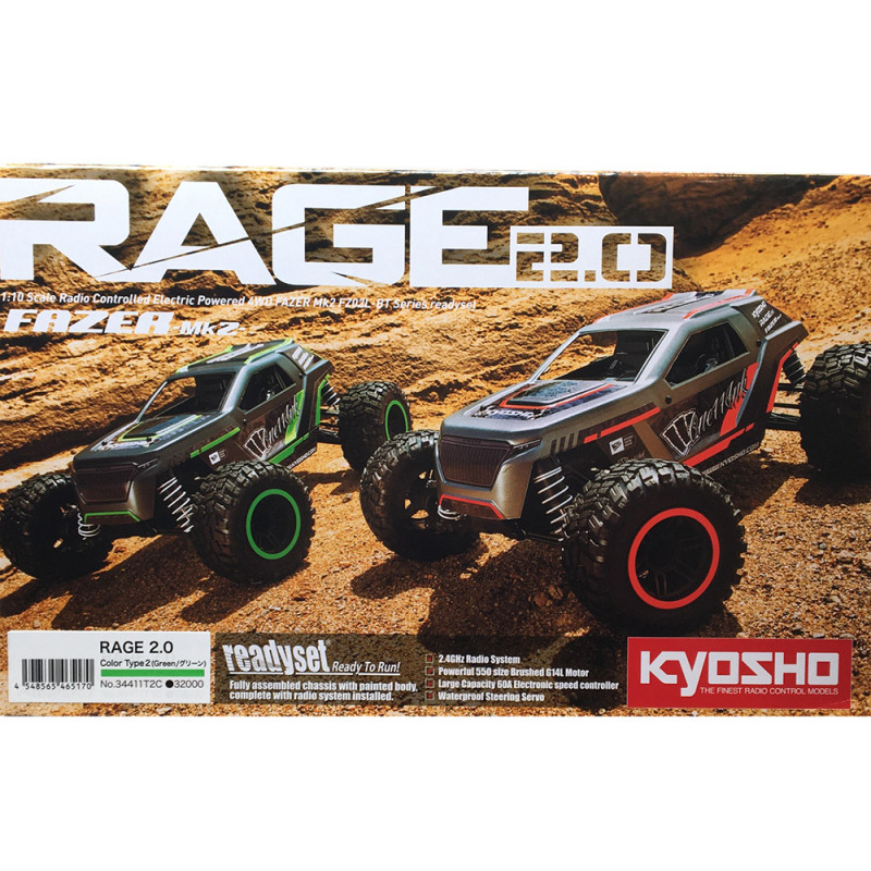 Buggy Rage 2.0, Fazer MK2, Brushed, RTR, couleur 2 vert - KYOSHO 34411T2C - 1/10