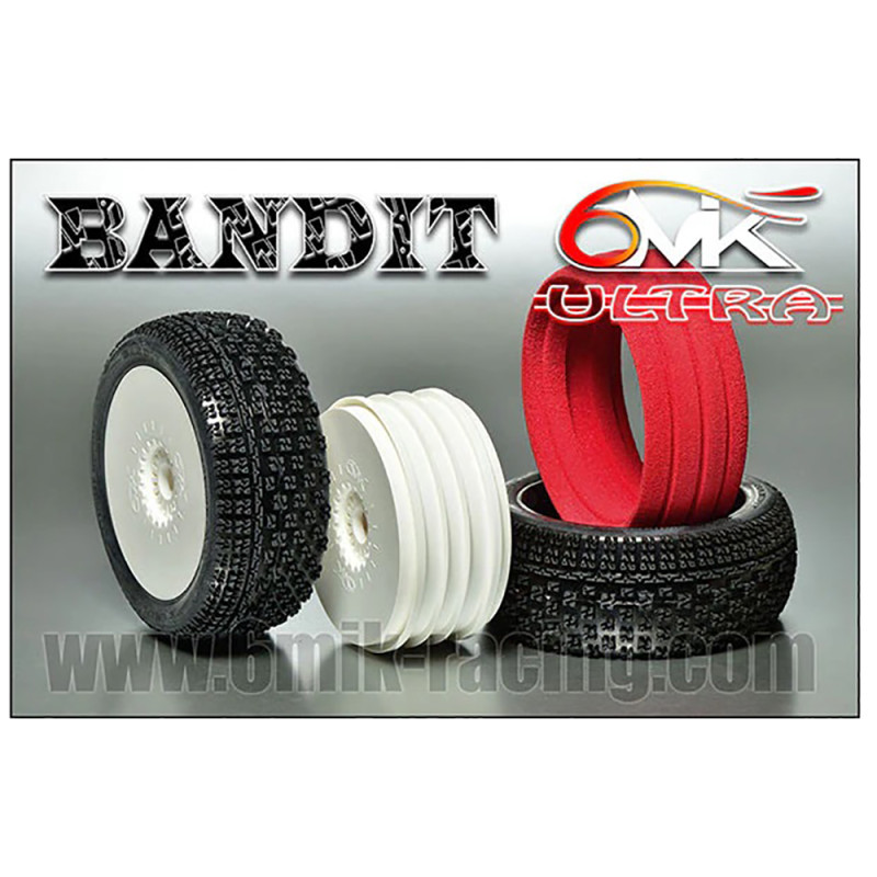 2 roues à monter Buggy, Bandit (gomme bleue et jantes blanches) - 6MIK TKU8B - 1/8