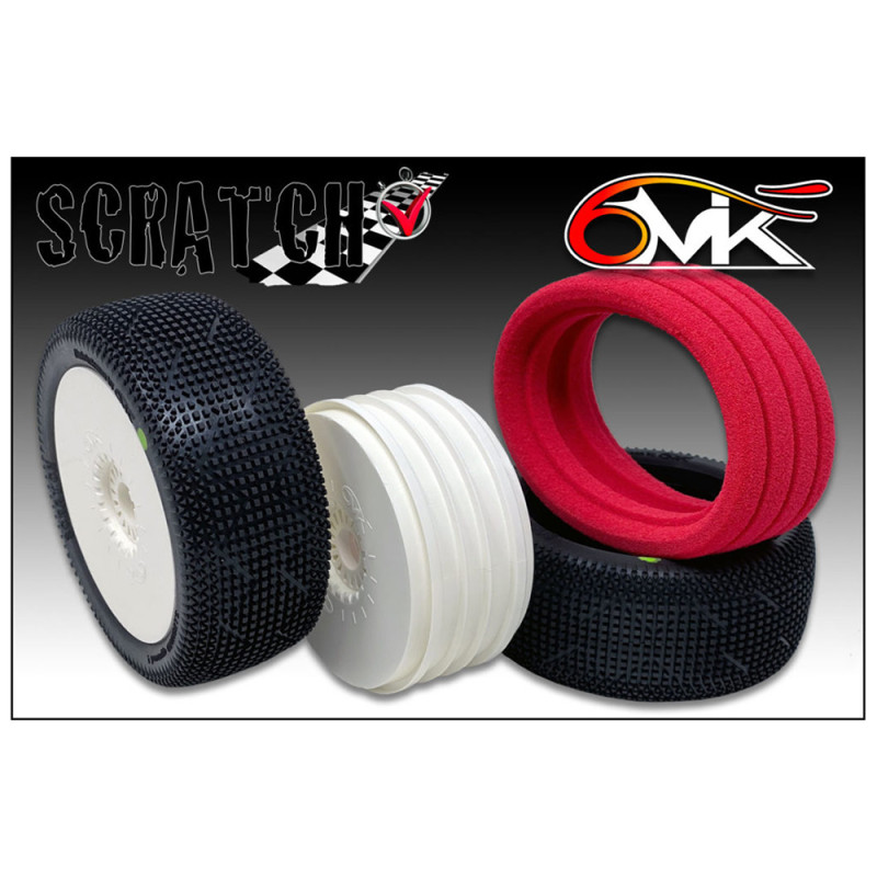 2 roues à monter Buggy, Scratch (gomme 0/18° et jantes blanches) - 6MIK TKU170018 - 1/8