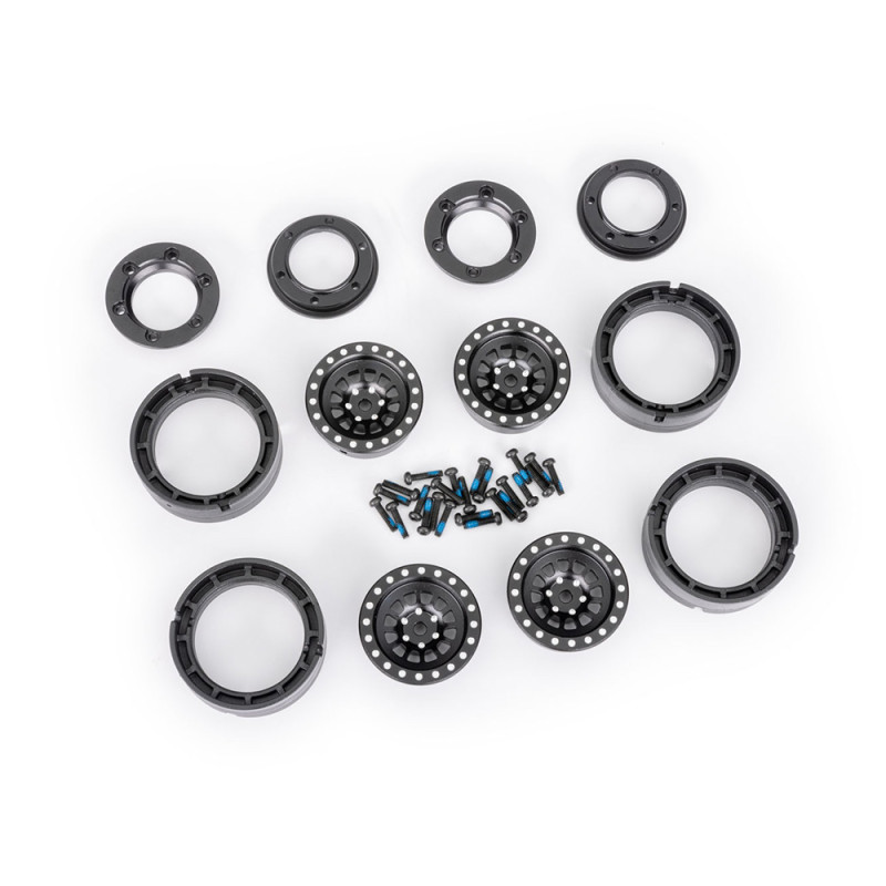 4 Jantes beadlock aluminium anodisé noir, TRX-4M - TRAXXAS 9881-BLK