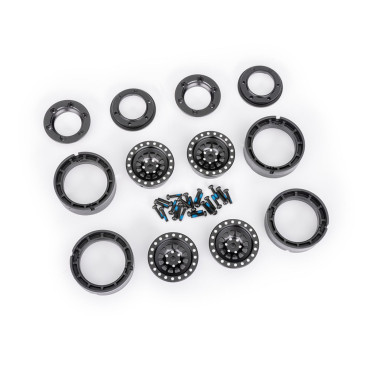 4 Jantes beadlock aluminium anodisé noir, TRX-4M - TRAXXAS 9881-BLK