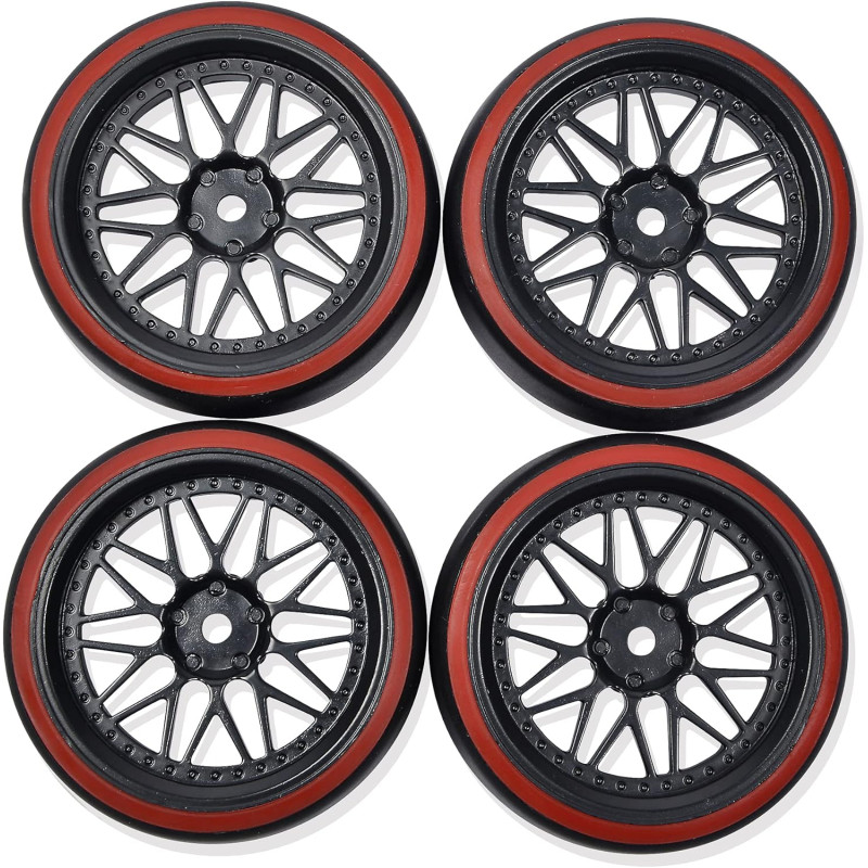 Set de 4 roues Drift, Noir & Rouge - CARSON 500900157 - 1/10