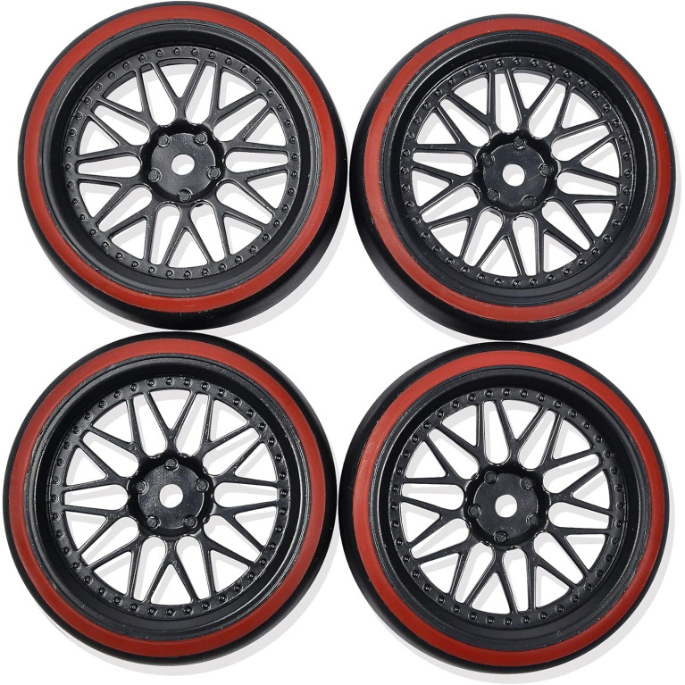 Set de 4 roues Drift, Noir & Rouge - CARSON 500900157 - 1/10
