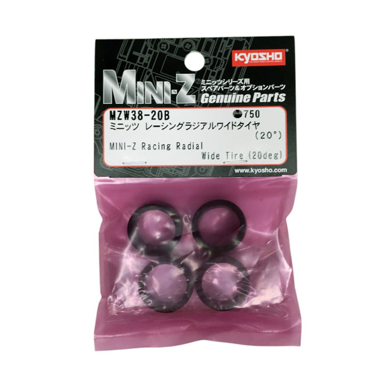 4 Pneus Mini-Z Radial 20 Shore, Larges - Kyosho MZW3820B