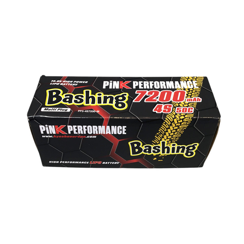 Batterie LiPo 4s 14.8V 7200mAh 50C multi-connecteurs BASHING - PINK PERFORMANCE PP3-4S7200-M