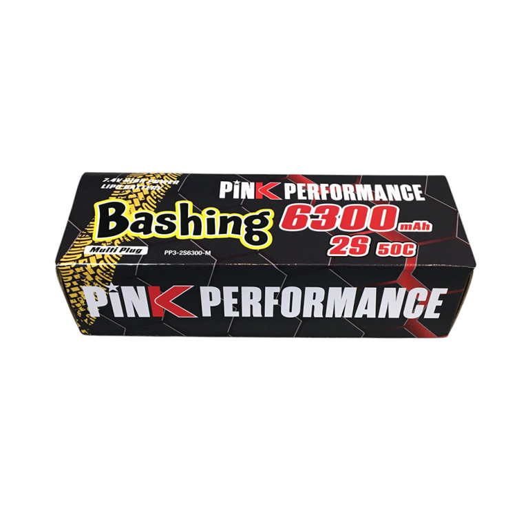 Batterie LiPo 2s 7.4V 6300mAh 50C multi-connecteurs BASHING - PINK PERFORMANCE PP3-2S6300-M