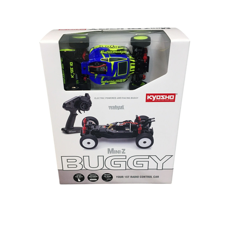 Mini-Z buggy Inferno MP9 TKI3, RTR, 4WD, Bleu/Jaune - KYOSHO 32093BLY