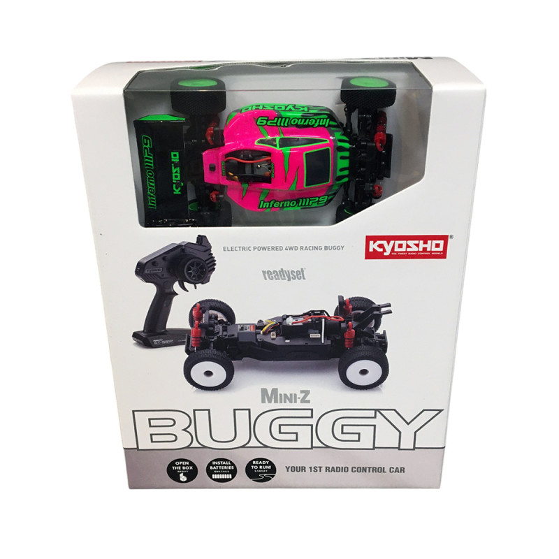 Mini-Z buggy Inferno MP9 TKI3, RTR, 4WD, Rose/Vert - KYOSHO 32093PGR