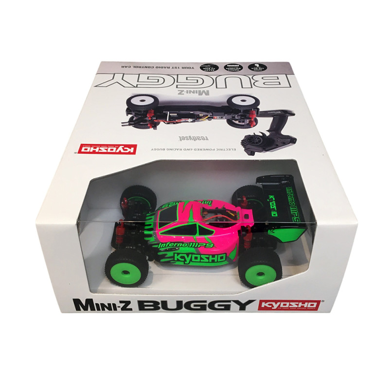 Mini-Z buggy Inferno MP9 TKI3, RTR, 4WD, Rose/Vert - KYOSHO 32093PGR