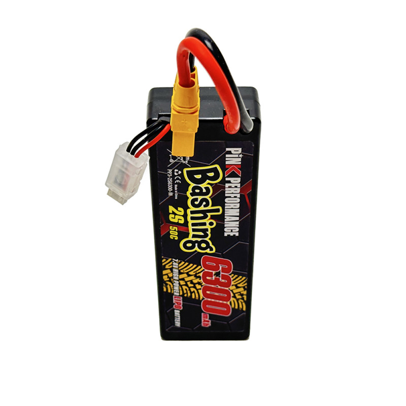 Batterie LiPo 2s 7.4V 6300mAh 50C multi-connecteurs BASHING - PINK PERFORMANCE PP3-2S6300-M