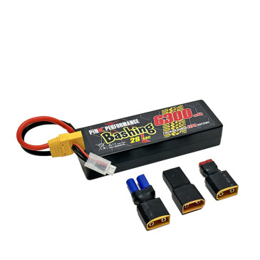 Batterie LiPo 2s 7.4V 6300mAh 50C multi-connecteurs BASHING - PINK PERFORMANCE PP3-2S6300-M