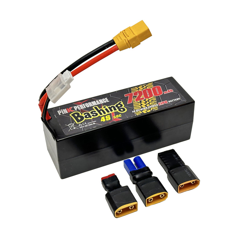 Batterie LiPo 4s 14.8V 7200mAh 50C multi-connecteurs BASHING - PINK PERFORMANCE PP3-4S7200-M