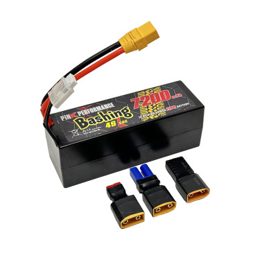 Batterie LiPo 4s 14.8V 7200mAh 50C multi-connecteurs BASHING - PINK PERFORMANCE PP3-4S7200-M
