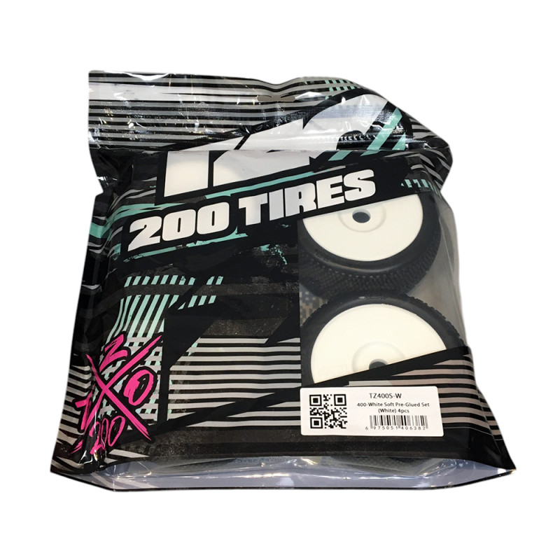 4 Roues montées collées SOFT (pneu TZO 400 / jante blanche) - TZO TZ400S-W