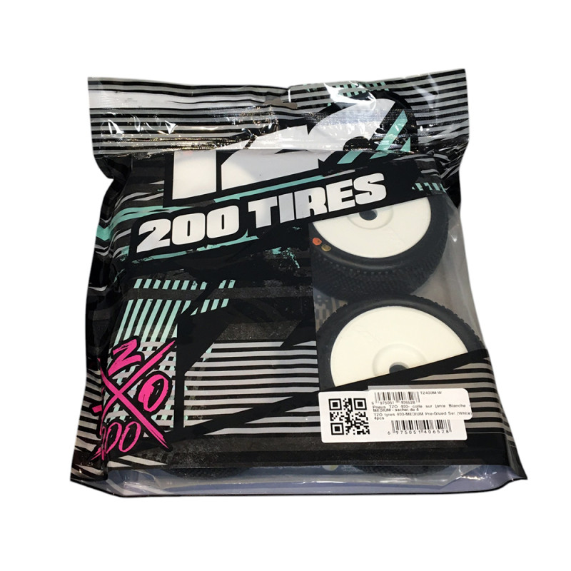 4 Roues montées collées MEDIUM (pneu TZO 400 / jante blanche) - TZO TZ400M-W