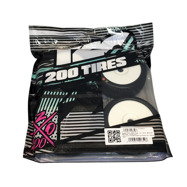 4 Roues montées collées MEDIUM (pneu TZO 400 / jante blanche) - TZO TZ400M-W