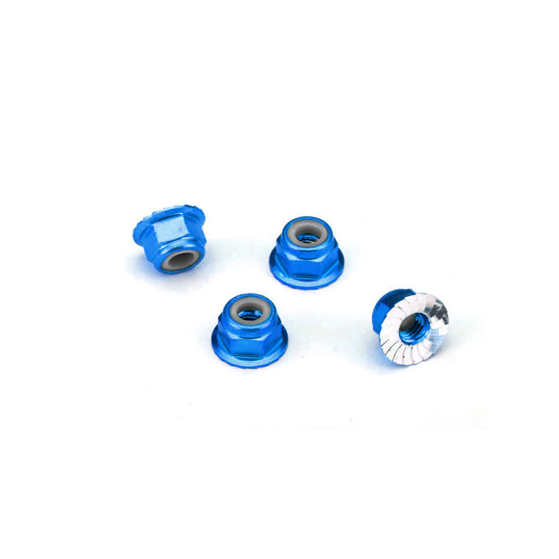 Écrous nylstop 4mm aluminium bleu (x4) - TRAXXAS 1747R