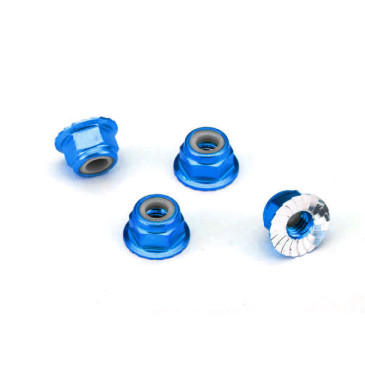 Écrous nylstop 4mm aluminium bleu (x4) - TRAXXAS 1747R