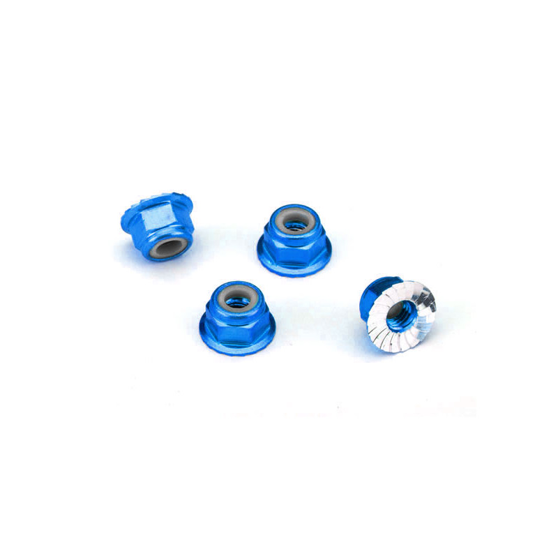 Écrous nylstop 4mm aluminium bleu (x4) - TRAXXAS 1747R