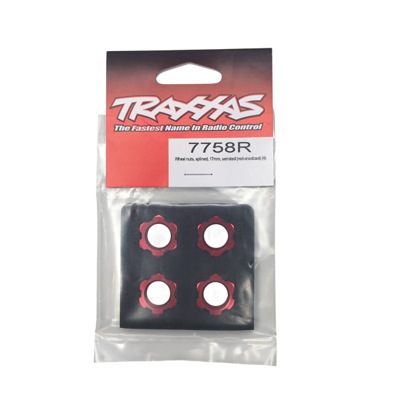 Écrous de Roues 17 mm anodisés Rouge (x4) - TRAXXAS 7758R