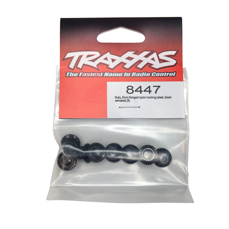 Écrous nylstop 5 mm - Noirs (x8) - TRAXXAS 8447