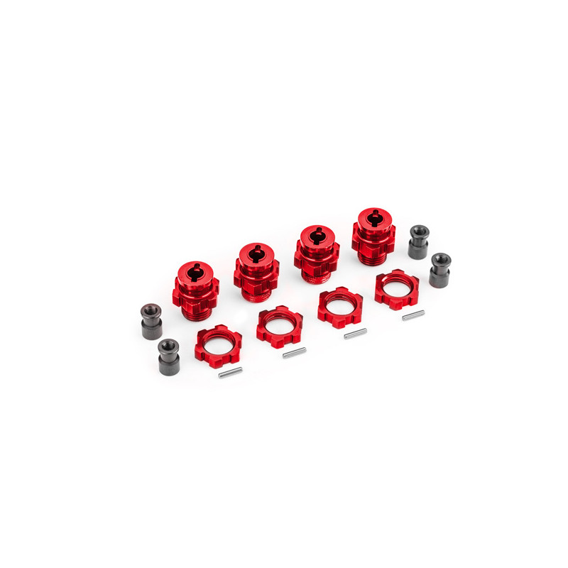 Hexagones + écrous de roue alu 17 mm Rouge - TRAXXAS 9086-RED