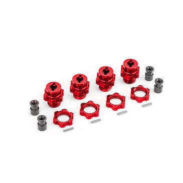 Hexagones + écrous de roue alu 17 mm Rouge - TRAXXAS 9086-RED