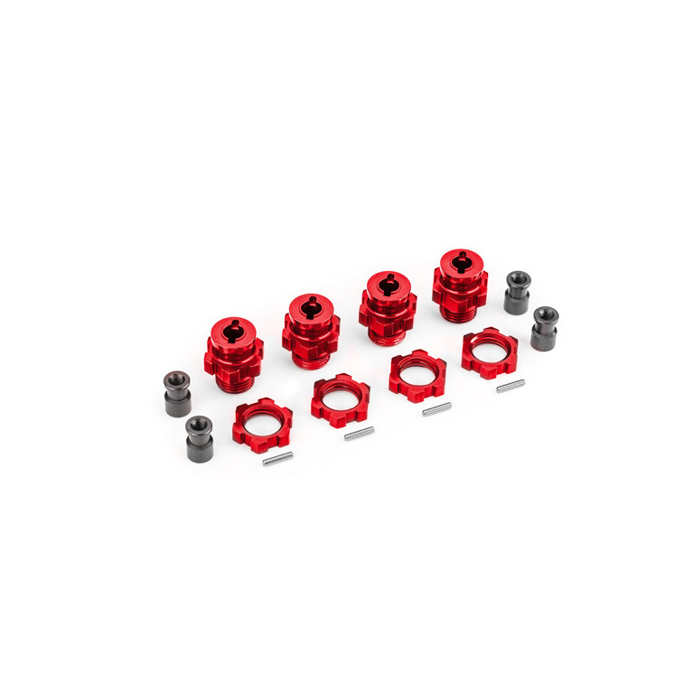 Hexagones + écrous de roue alu 17 mm Rouge - TRAXXAS 9086-RED