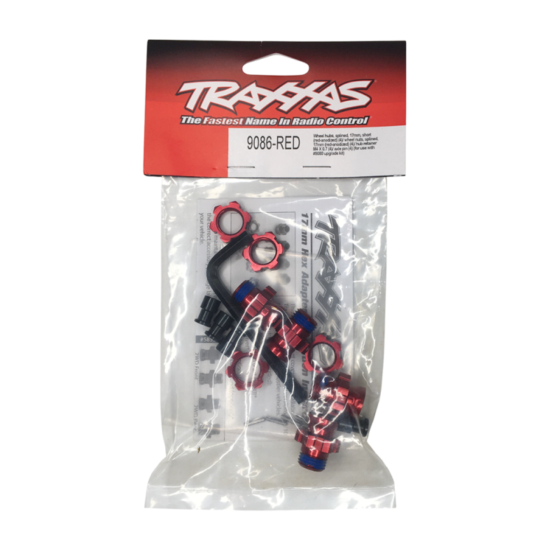 Hexagones + écrous de roue alu 17 mm Rouge - TRAXXAS 9086-RED