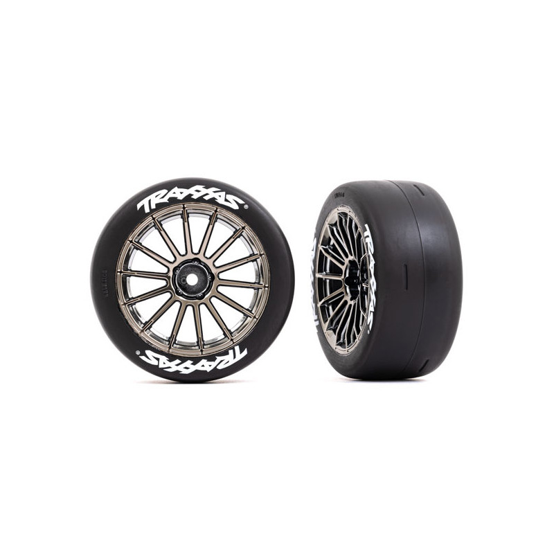 Roues arrières montées collées chromées noires - TRAXXAS 9375R