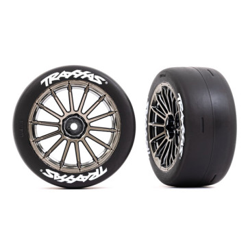 Roues arrières montées collées chromées noires - TRAXXAS 9375R