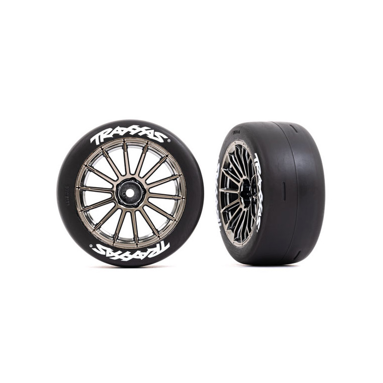 Roues arrières montées collées chromées noires - TRAXXAS 9375R