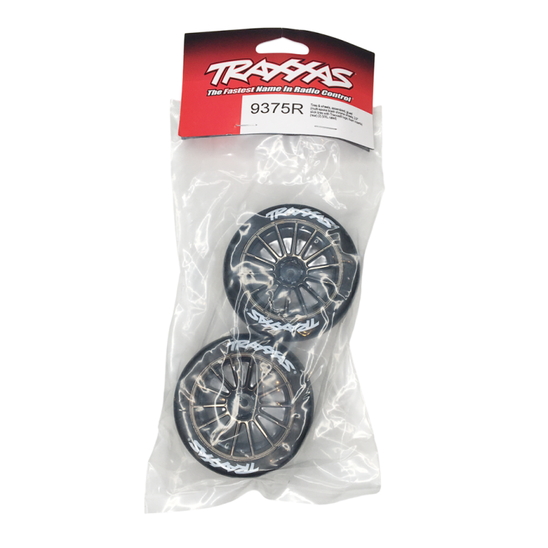 2 Roues arrières montées collées chromées noires - TRAXXAS 9375R