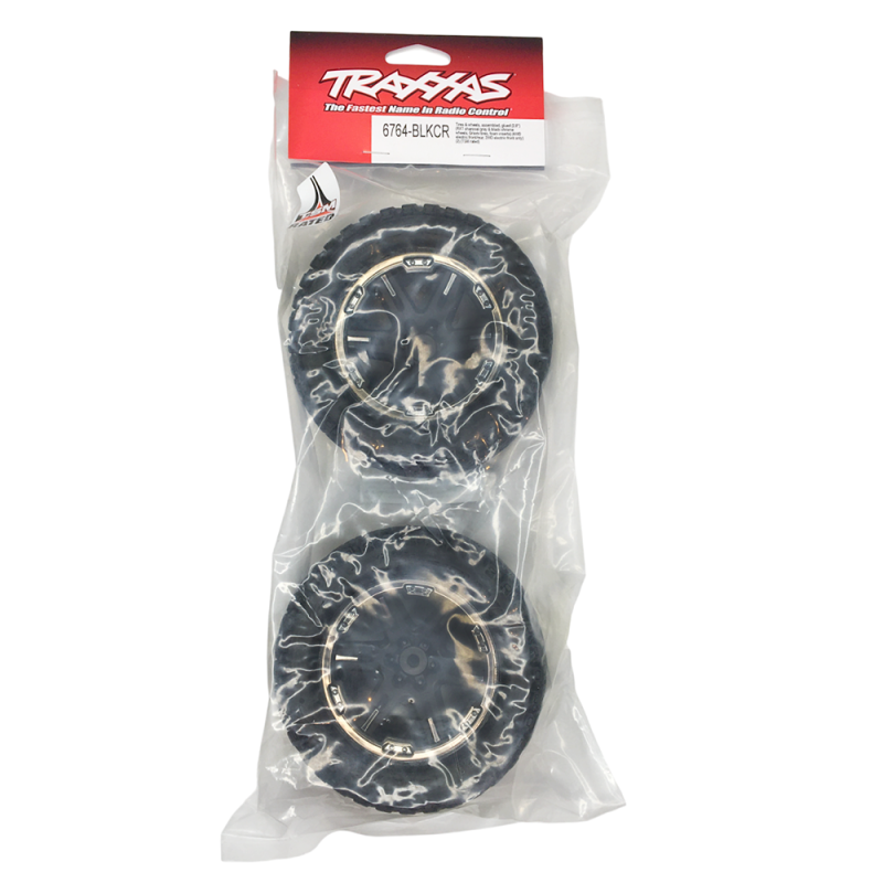 2 Roues montées collées Gravix - chromées noires - TRAXXAS 6764-BLKCR