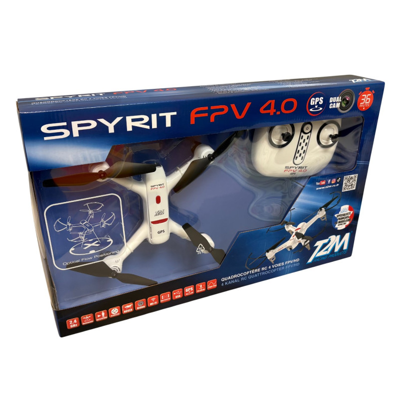 Quadricoptère "drone", Spyrit FPV 4.0, RTF, 4 voies, 2 caméras HD - T2M T5194