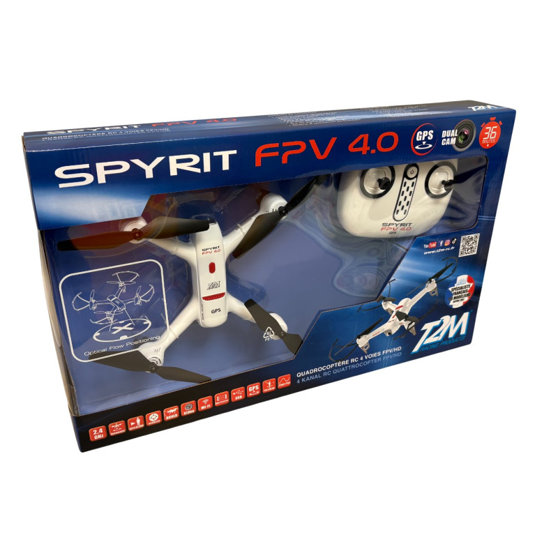 Quadricoptère "drone", Spyrit FPV 4.0, RTF, 4 voies, 2 caméras HD - T2M T5194