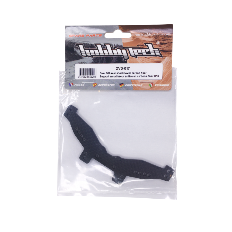 Support amortisseur arrière carbone OVER-D10 - HOBBYTECH OVD-017