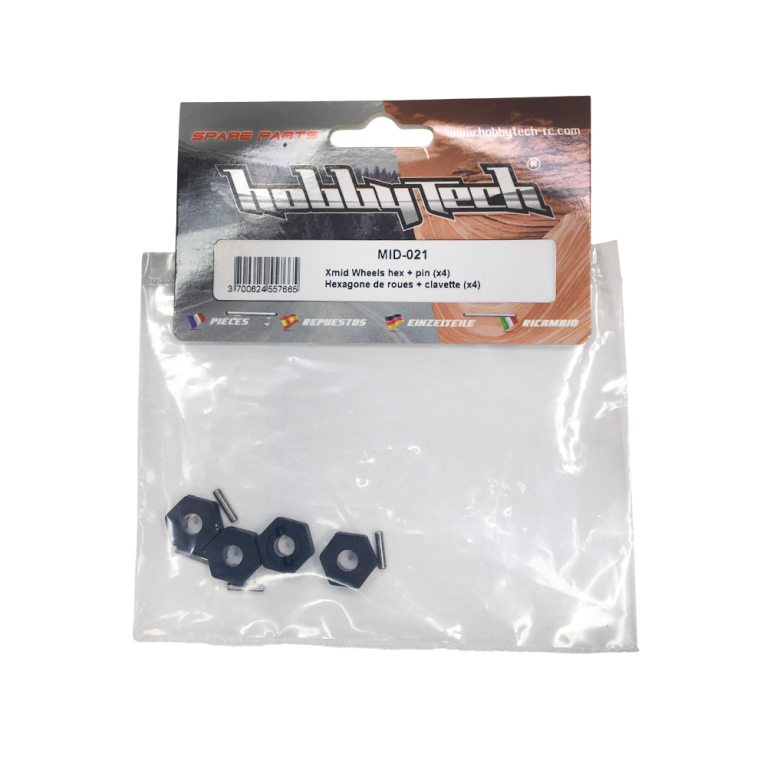 4 Hexagones de roue + goupilles X-MID - HOBBYTECH MID-021