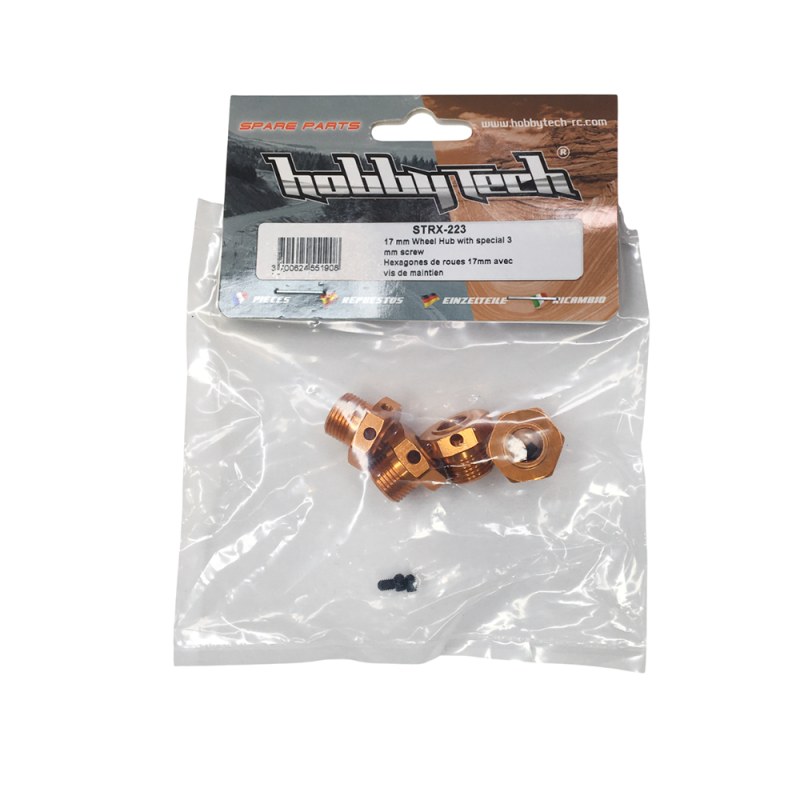 4 Hexagones de roue 17 mm Orange - NXT-XR - HOBBYTECH STRX-223