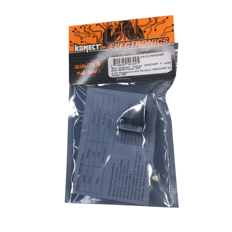 Mini récepteur étanche 4 voies pour radio X9S  - KONECT KN-XR-RG4CHWP