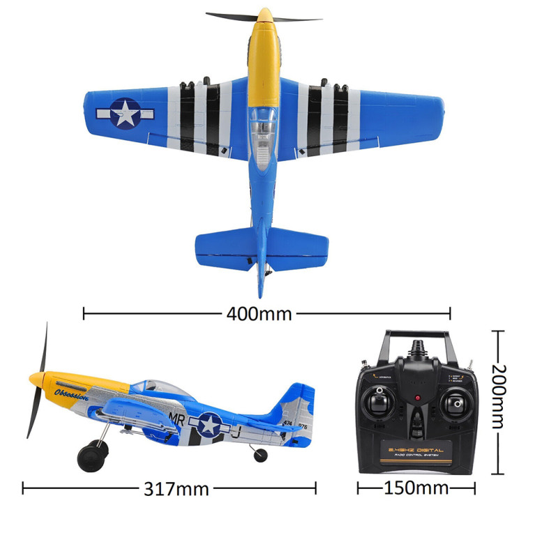 Avion Mustang P-51D V2 Bleu - VOLANTEX V761-5V2B
