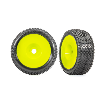 2 Roues "Response Pro" montées collées, jantes jaune - TRAXXAS 9074-YLW