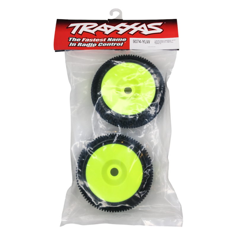 2 Roues "Response Pro" montées collées, jantes jaune - TRAXXAS 9074-YLW