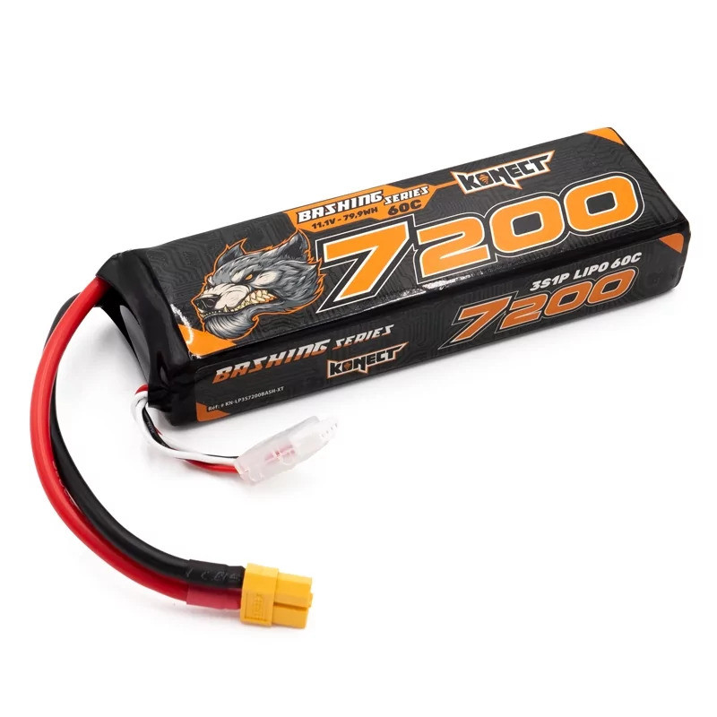 Accu LiPo 7200mAh 11.1V 60C BASH (XT60) - KONECT KN-LP3S7200BASH-XT