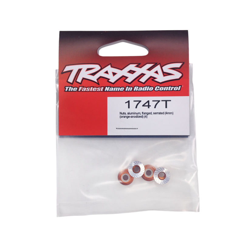 Écrous nylstop 4mm aluminium orange (x4) - TRAXXAS 1747T