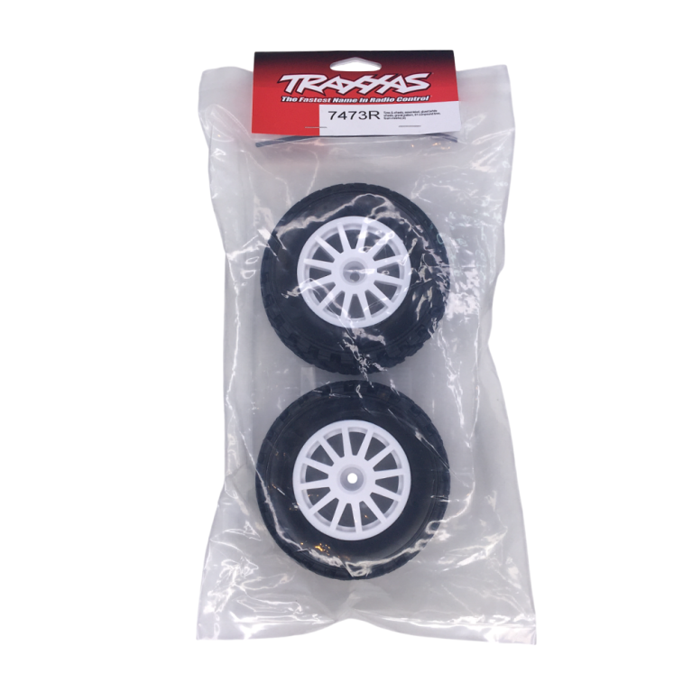 2 Roues "S1 Rally" montées collées, jantes blanche - TRAXXAS 7473R