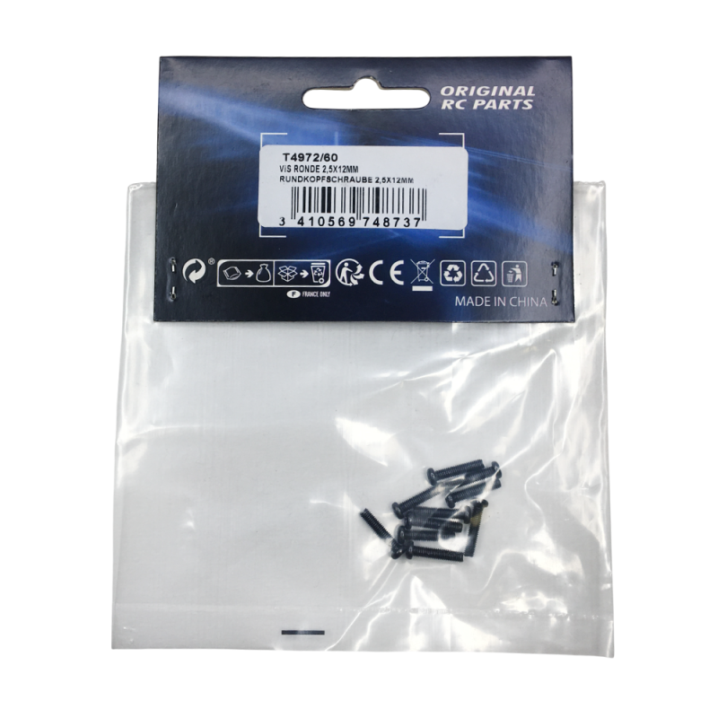 10 Vis tête ronde 2.5x12 mm cruciforme - T2M T4972/60