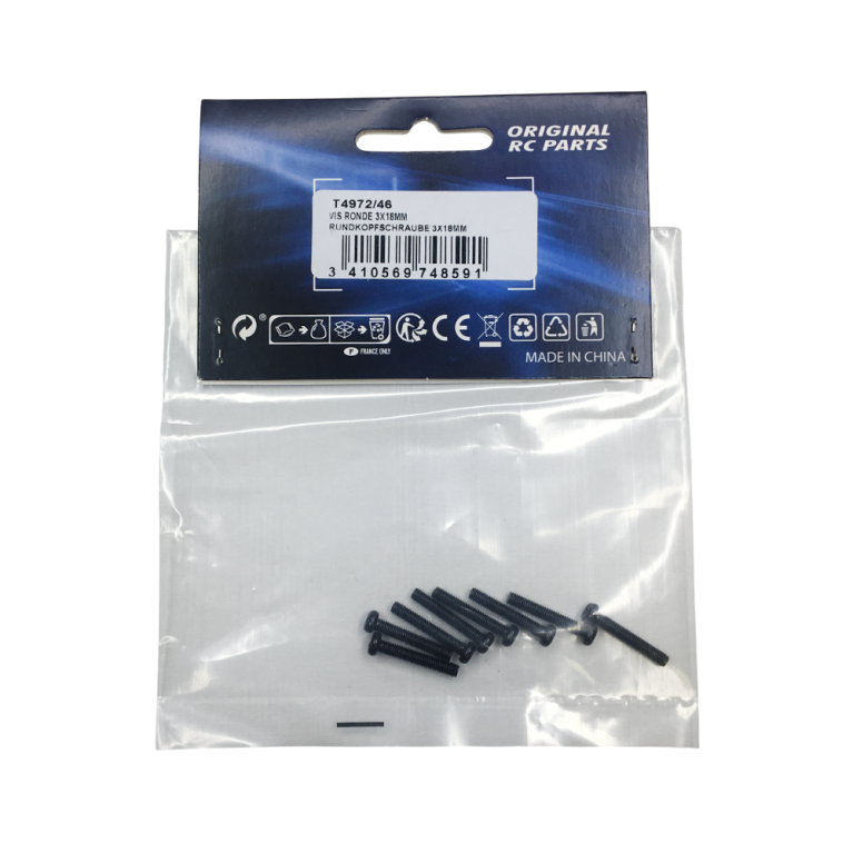 8 Vis tête ronde 3x18 mm cruciforme - T2M T4972/46